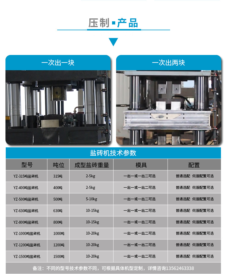 630噸鹽磚機(jī)生產(chǎn)線 一出二舔磚機(jī) 5公斤牛羊舔磚液壓機(jī) 參數(shù)